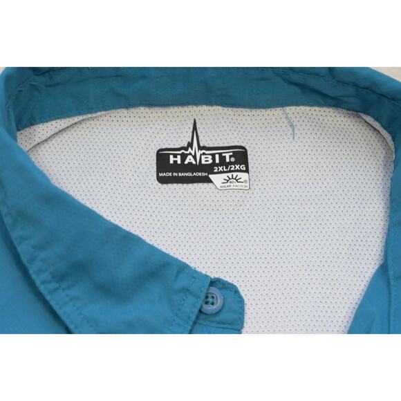 Habit Vented Fishing Shirt Blue Short Sleeve Camping Outdoors Mens Size 2XL XXL - Picture 7 of 10